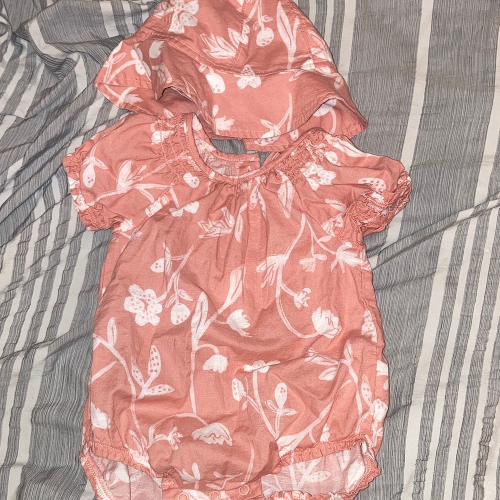 Floral Pink Baby Romper with Hood